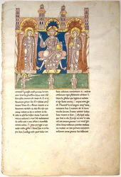 Hoja de un manuscrito Beatus: Cristo en Majestad con Ángeles y el Ángel de Dios