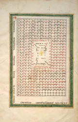 Hoja de un manuscrito Beatus: Tabla del Anticristo