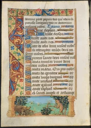 Hoja de un Libro de Horas: Mono cazando jabalíes (recto) y Mono pescando (verso), c. 1500-1510