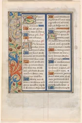 Hoja de un Libro de Horas: Texto con Borde Ilustrado, c. 1510