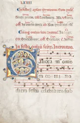 Hoja de un gradual: Inicial G con Cristo, la Virgen y los Apóstoles, c. 1300