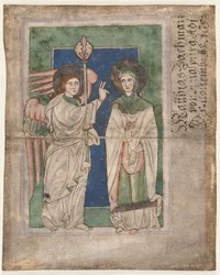 Hoja de un Salterio: Anunciación recto, Hoja de un Salterio: Natividad verso, principios del siglo XIII