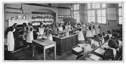 Aprendiendo a cocinar, Londres, c. 1900-1901