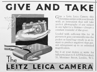 Anuncio de cámara Leitz Leica, finales de 1920s