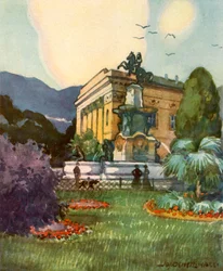 Leopoldsbrunnen y teatro de la ciudad, c. 1929