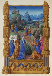 Las muy ricas horas del duque de Berry, Folio 122v - Los apóstoles saliendo a predicar