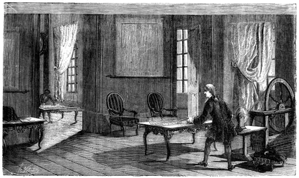 Lesage experimentando con el primer telégrafo eléctrico, Ginebra, 1774 1876