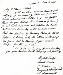 Carta escrita al Secretario del Interior John Russell 1792-1878 por las esposas de los Mártires de Tolpuddle