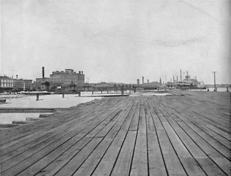 Muelle y desembarcadero de barcos de vapor, Nueva Orleans, c. 1897