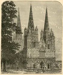 Catedral de Lichfield - La fachada oeste, 1898