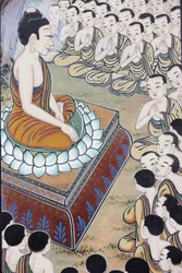 Vida de Buda El Buda ganó muchos seguidores En una ocasión 1250 monjes se reunieron espontáneamente para escuchar su enseñanza (Este día se conmemora como un día festivo en los países budistas), Seúl, Corea del Sur