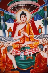 Vida del Buda Instruyendo a la asamblea de arahants, Siem Reap, Camboya