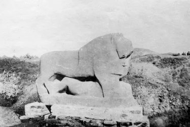 Estatua del León de Babilonia, Babilonia, Babil, Mesopotamia, 1918