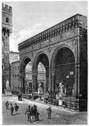Loggia del Lanzi, Piazza della Signoria, Florencia, Italia, 1882