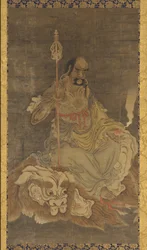 Lohan, sentado sobre un león, dinastía Ming, 1368-1644