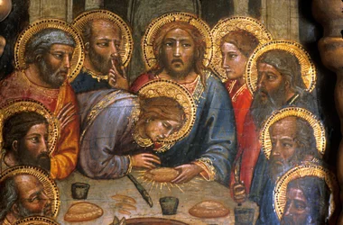 Loire Atlantique N* 090 - Nantes/Museo de Bellas Artes - “La Cena” (detalle) por Mariotto di Nardo (m. 1424) - Primitivo italiano del siglo XIV