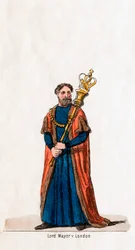 Lord Alcalde de Londres, diseño de vestuario para la obra de Shakespeare, Enrique VIII, siglo XIX