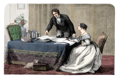 Lord Melbourne 1779-1848 instruyendo a la joven reina Victoria 1819-1901, 1837, hacia 1895