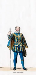 Lord tesorero, diseño de vestuario para la obra de Shakespeare, Enrique VIII, siglo XIX