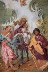 Fresco de la iglesia de Loreto: la huida a Egipto, Praga, República Checa