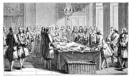 Luis XV firmando el nuevo tratado