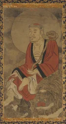 Luohan y león, dinastía Ming, 1368-1644