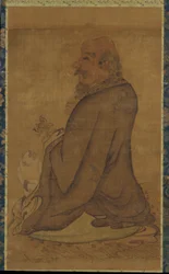 Luohan con un mono blanco, finales de la dinastía Ming o principios de la dinastía Qing, siglo XVII