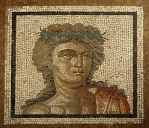 Lyon, región Auvergne, Ródano Alpes, departamento del Ródano. 69000 Mosaique Bacchus-Dionysos. Detalle de la Primavera