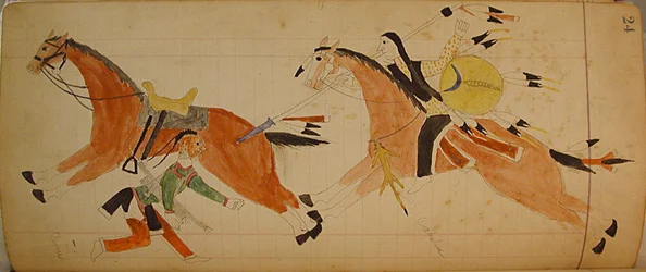 Maffet Ledger: Dos indios con caballos, ca. 1874-81