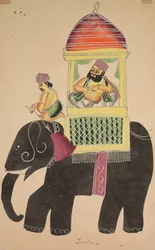 El Mahant de Tarakeshwar monta en un elefante, 1800s