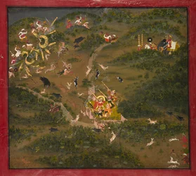 Maharajá Jagat Singh cazando, 1734-1751