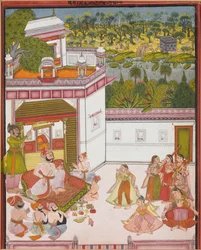 Maharajá de Kotah escuchando música y viendo bailarines, c. 1820
