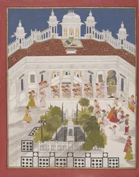 Maharana Ari Singh adorando en su palacio