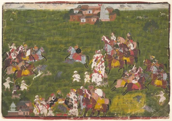Maharana Sangram Singh cazando jabalíes, ca. 1725