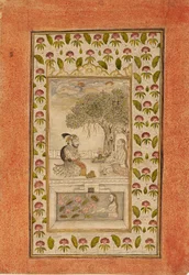 Maharana Sangram Singh II visitando a un yogui, 1710-1715