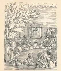 El Mayor Denhan y su grupo recibidos por el jeque de Bornu, 1826, 1912