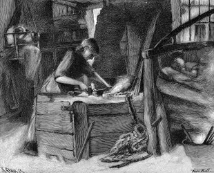 Fabricación de cadenas en el distrito de Cradley Heath del Black Country, en las Midlands inglesas, 1890