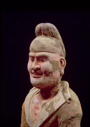 Hombre Viajando por la Ruta de la Seda (detalle del busto), chino, Dinastía Tang (618-906)