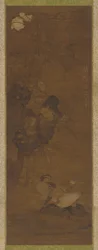 Patos mandarines, rocas y una planta floreciente, 1368-1644