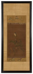 Manjushri montando un león, período Muromachi