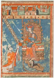 Hoja de manuscrito con dedicación de un libro a la Virgen