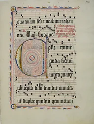 Hoja de manuscrito con la inicial C, de un antifonario, alemana, segundo cuarto del siglo XV