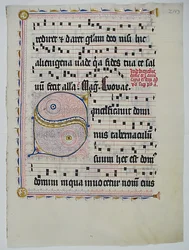 Hoja de manuscrito con inicial S, de un antifonario, alemán