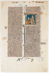 Hoja de Manuscrito con la Apertura del Libro de Nehemías, de una Biblia, ca. 1280-1300