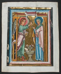 Hoja de Manuscrito con la Anunciación, de un Salterio, mediados del siglo XIII