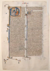 Hoja de manuscrito con la apertura de la Epístola de San Pablo a los Efesios, de una Biblia, ca. 13