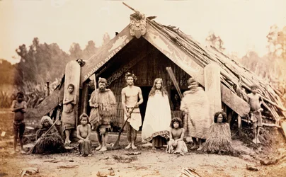 Familia maorí, Nueva Zelanda, c1880s