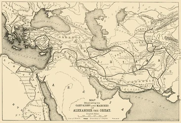 Mapa Ilustrando las Campañas y Marchas de Alejandro Magno, 1890