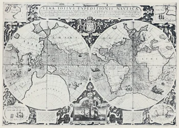 Mapa que muestra el viaje de circunnavegación de Drake 1577-1580, 1923