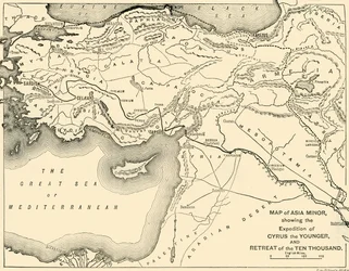 Mapa de Asia Menor, Expedición de Ciro el Joven y Retirada de los Diez Mil, 1890